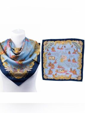 Hermès Carré 90 Mare de Jonio “Voiles de lumière” 100% Silk Sailboat